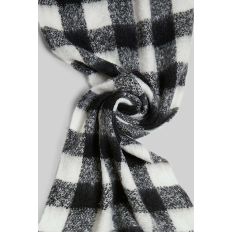 Buffalo plaid scarf black and white top