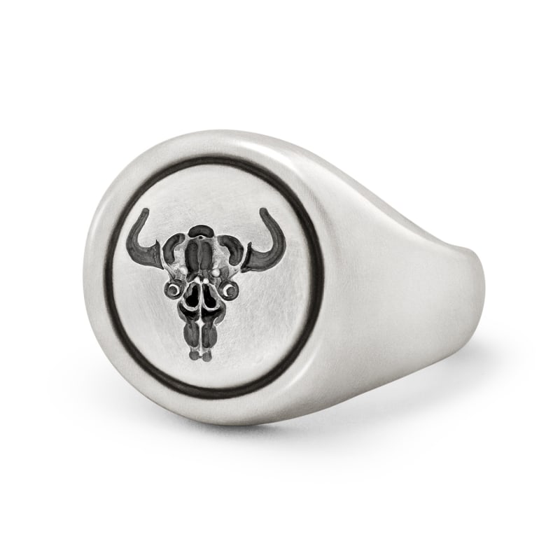 Thumbnail of Bull Skull Silver Signet Ring image