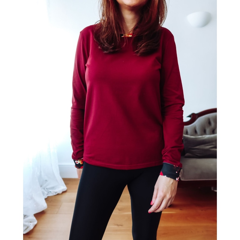 Thumbnail of Burgundy Long Sleeve Cotton Top image