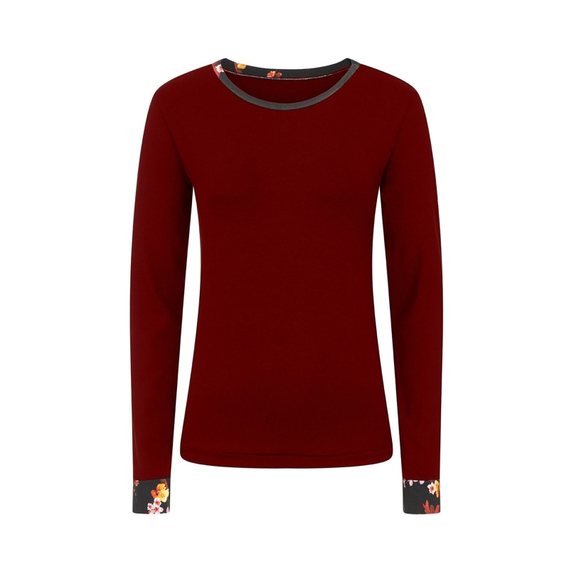 Thumbnail of Burgundy Long Sleeve Cotton Top image