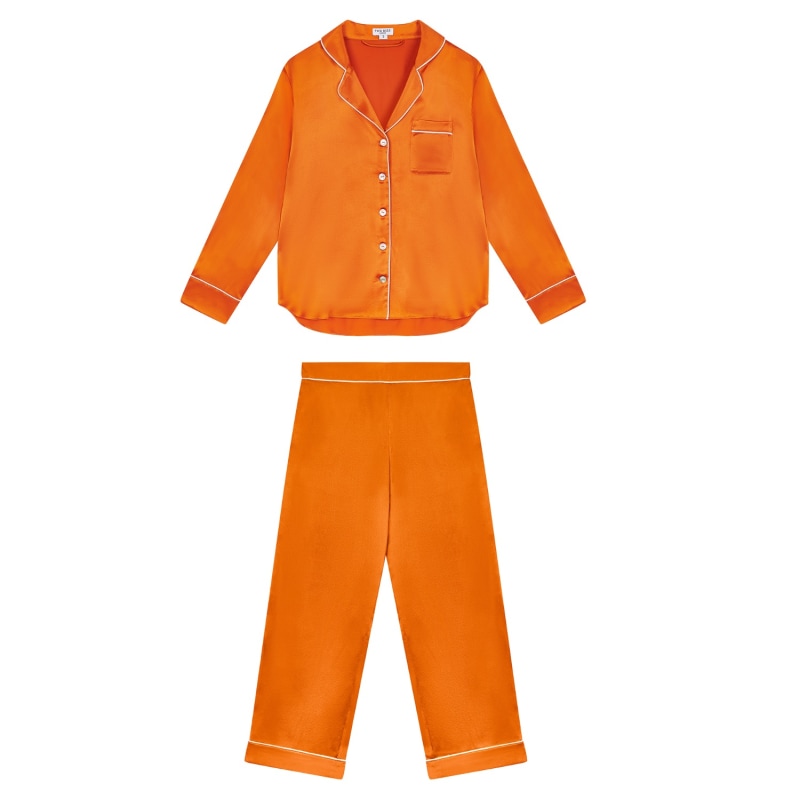 Orange silk pyjamas store