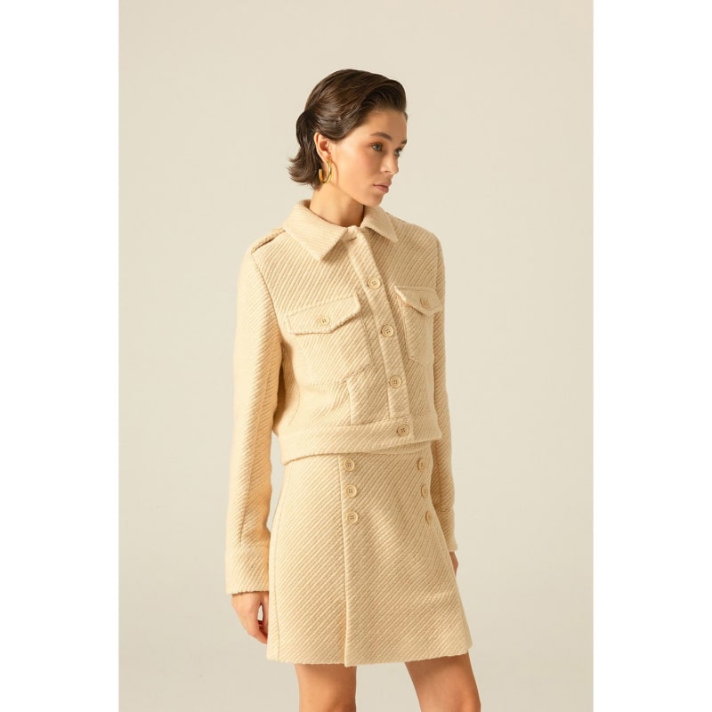Tweed skirt beige discount