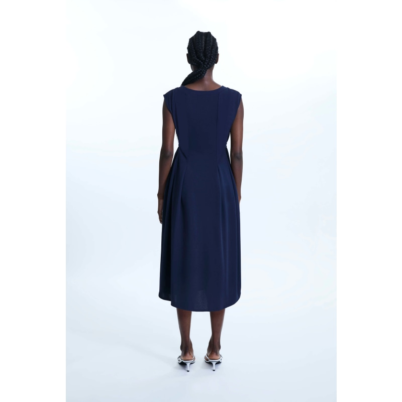 Thumbnail of Buttoned Pocket Sleeveless Midi Dress Navy image