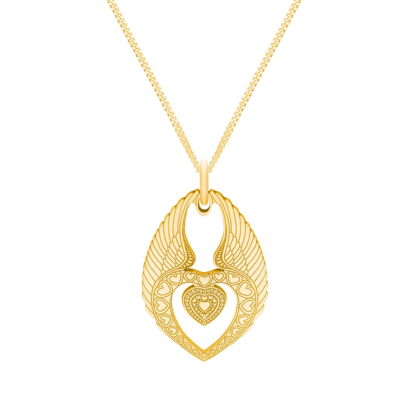 Thumbnail of Medium Gold Winged Heart Pendant Necklace image