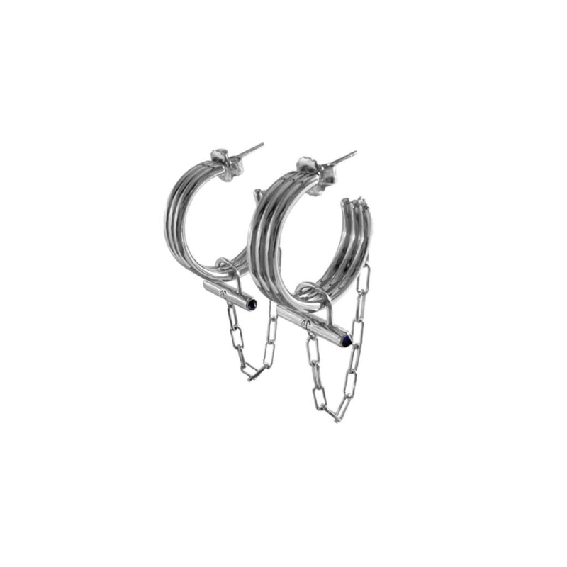 Thumbnail of Cvlcha Adira Crystal Rod Silver Hoop Earrings image