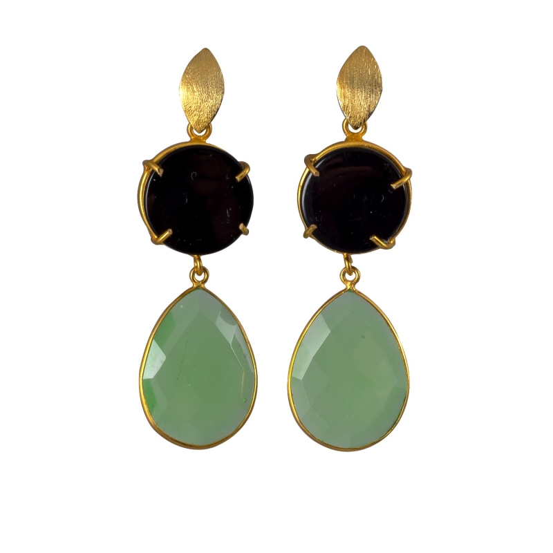 Thumbnail of Black Onyx & Green Chrysoprase Earrings image