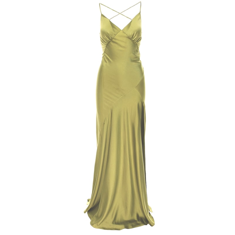 Thumbnail of Seville Satin Maxi Dress In Lime image