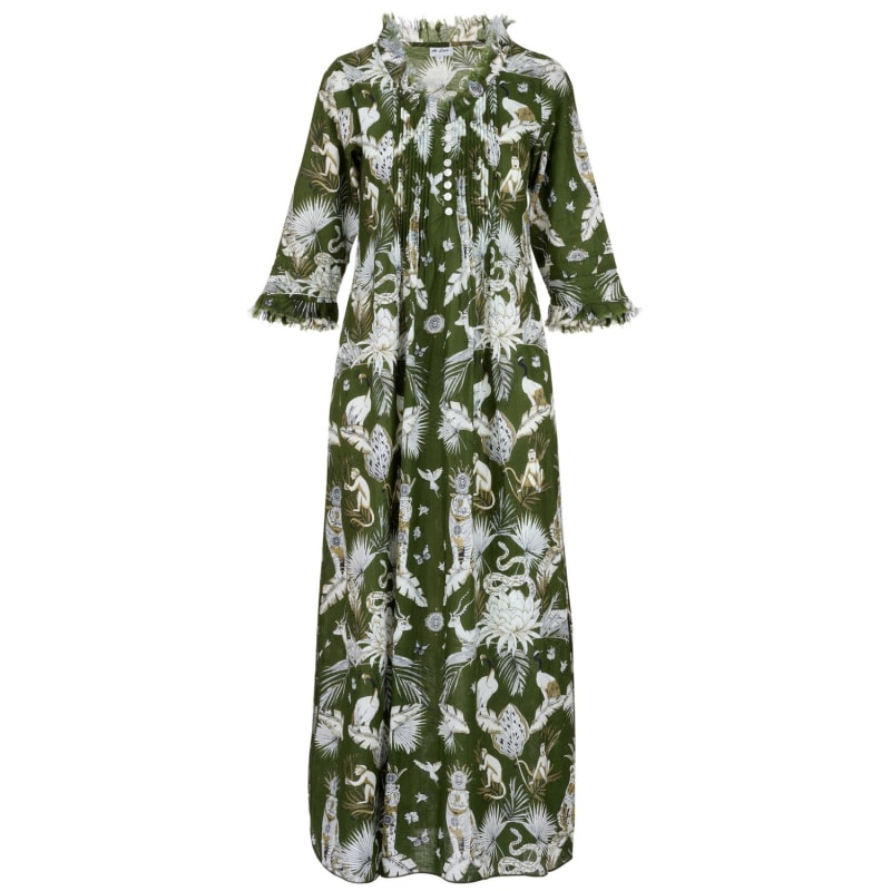 Thumbnail of Cotton Annabel Maxi Dress In Olive Green Tropical image