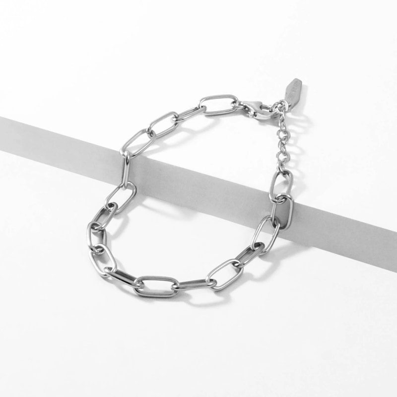 Thumbnail of Paper Clip Chain Silver Bracelet image