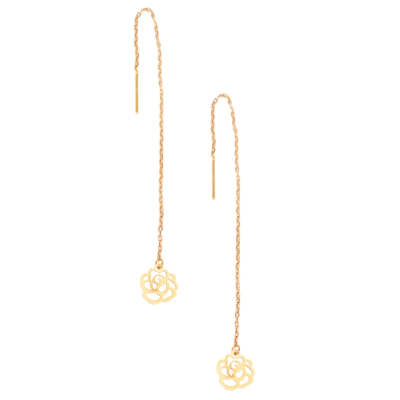 Thumbnail of Flower Long Earrings Gold image