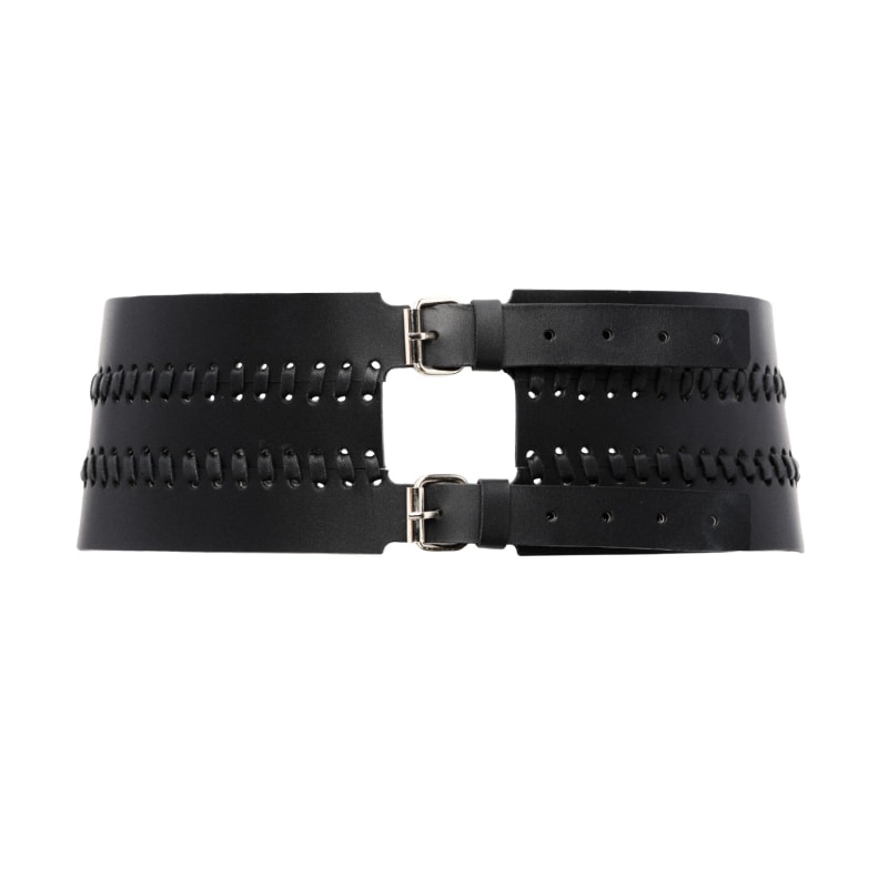 Wide Black Leather Waist Corset Belt Frea, PLIK x HAYA