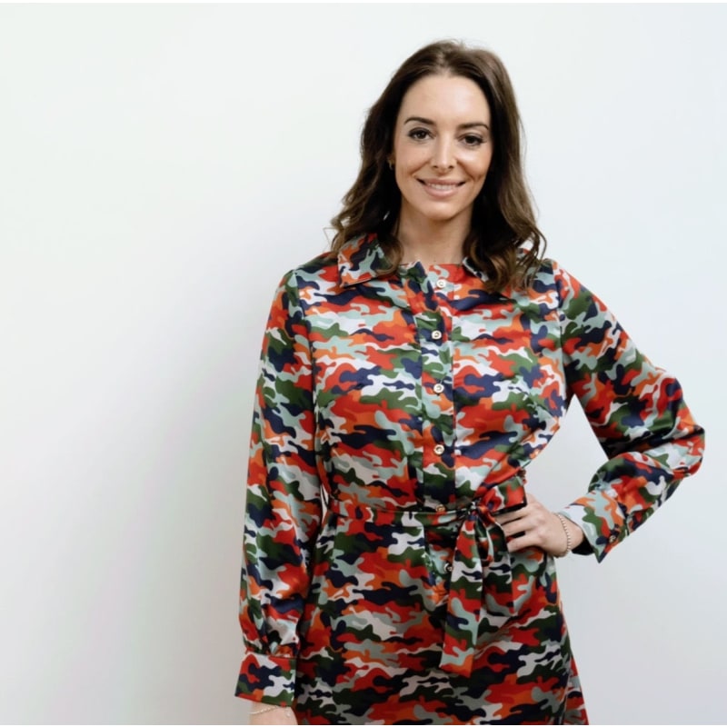 Thumbnail of Elama Spritz Camouflage Print Long Sleeve Shirt Dress image