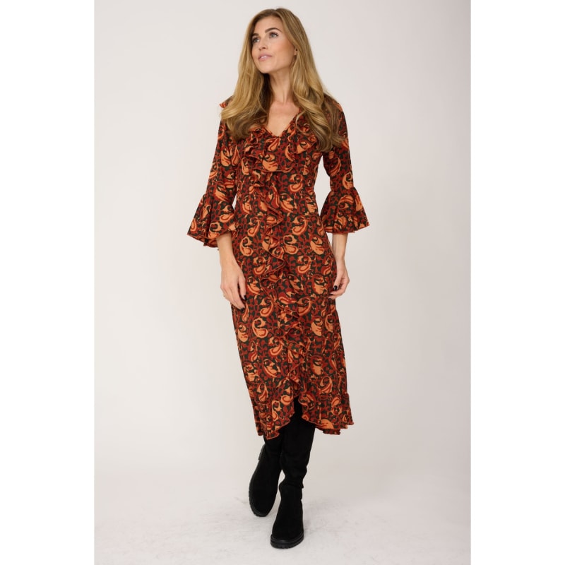 Thumbnail of Felicity Midi Dress Autumn Leaves Swirl image