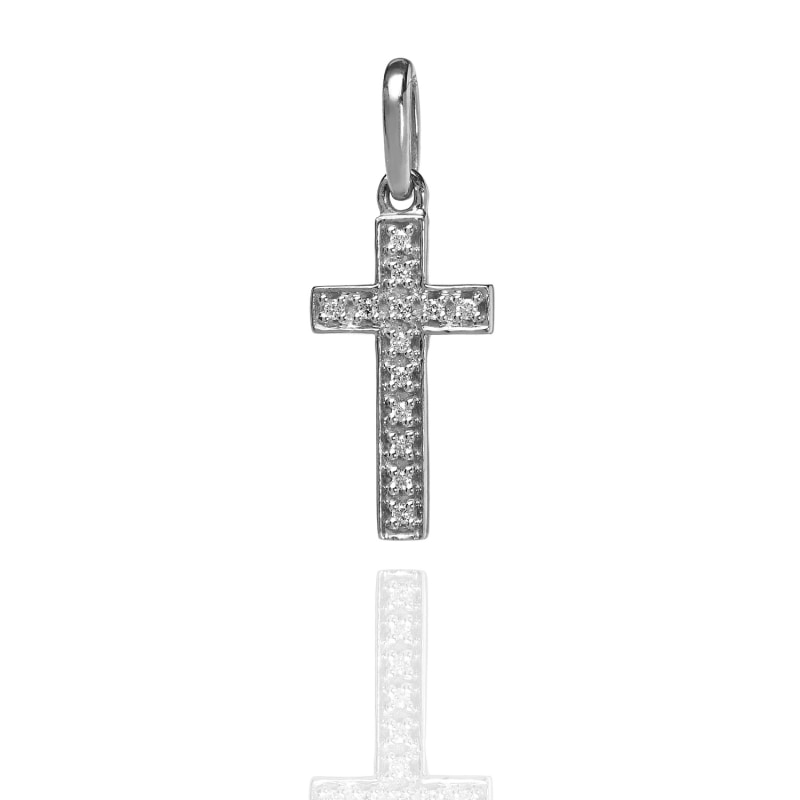 Thumbnail of Diamond Studded Mm Cross Pendant White Gold image