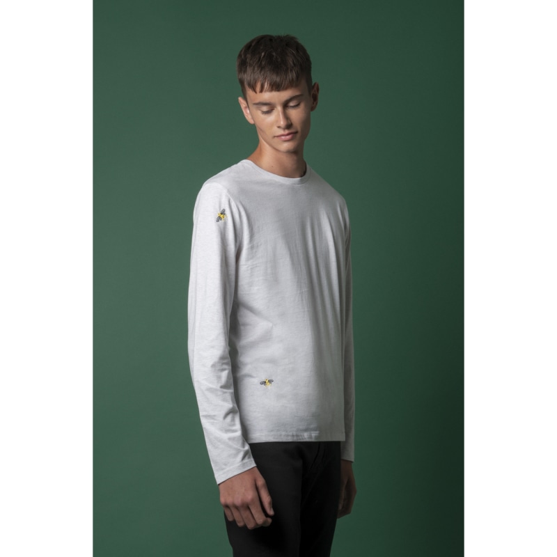 Thumbnail of Bee Embroidered Long Sleeved Top Heather Grey Men image