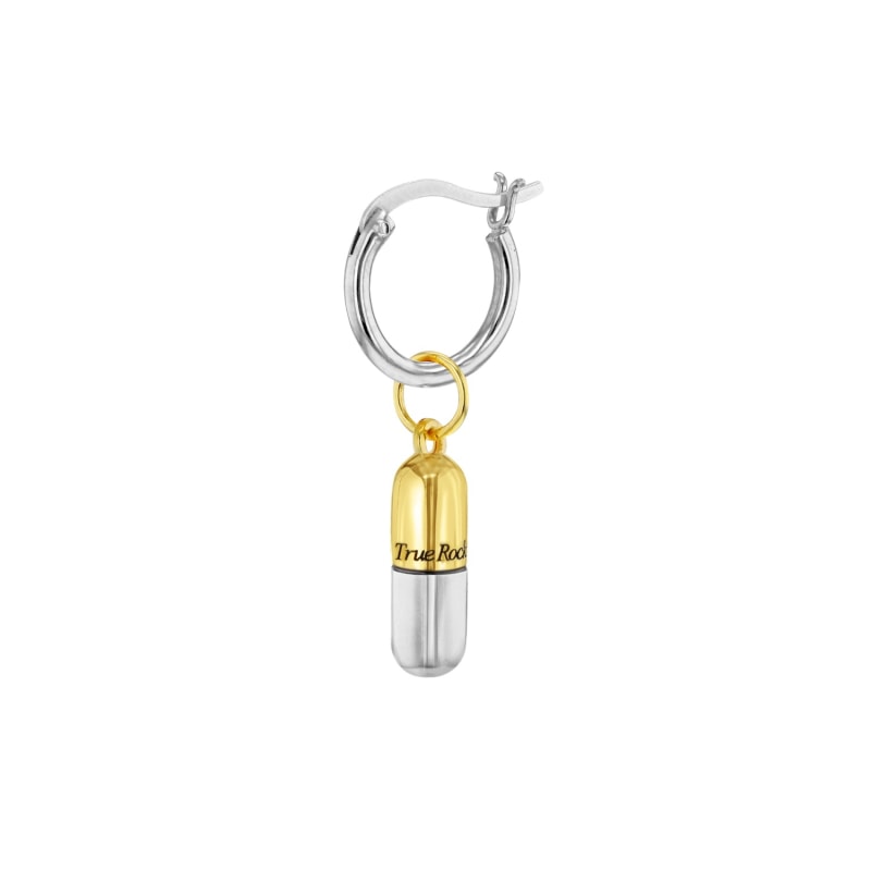 Thumbnail of 18Kt Gold Plated Mini Pill Charm On Sterling Silver Hoop image