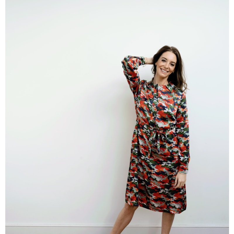 Thumbnail of Elama Spritz Camouflage Print Long Sleeve Shirt Dress image