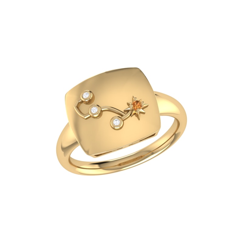 Thumbnail of Scorpio Constellation Signet Ring In 14 Kt Yellow Gold Vermeil image