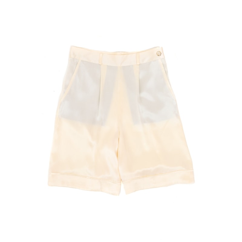 Thumbnail of Manila Silk Tailored Shorts In Pearl White image