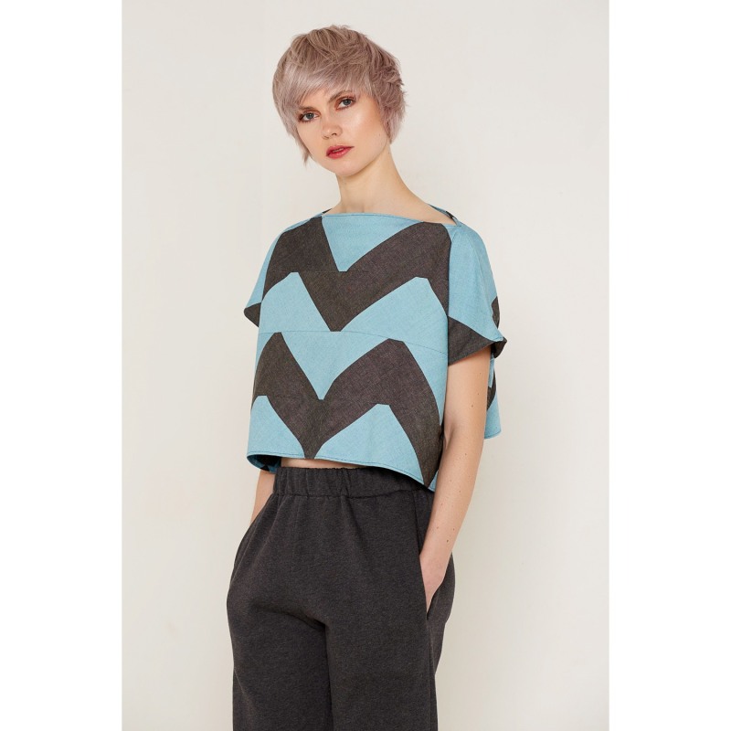 Thumbnail of Organic Cotton Namaka Top Grey & Aqua image