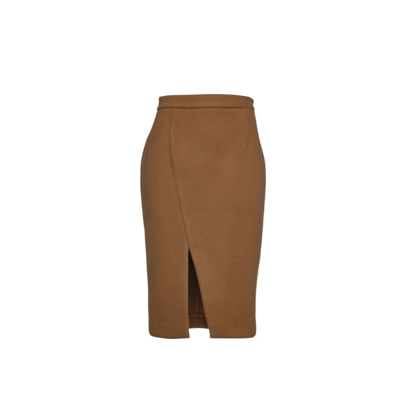 Camel midi pencil skirt online