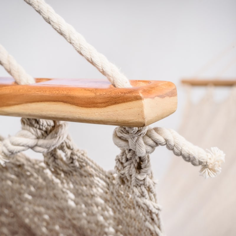 Thumbnail of Boho Natural Cotton Hammock With Tassels & Wooden Bar image