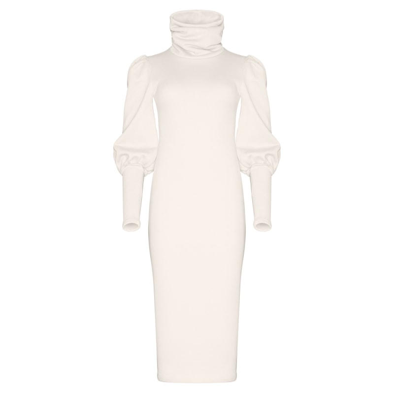 Thumbnail of Organic Fleece Turtleneck Brynja Dress White image