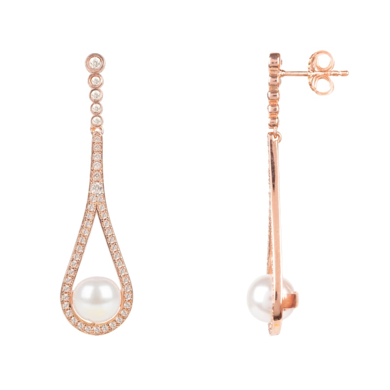 Thumbnail of Cradled Pearl Drop Earrings Rosegold image