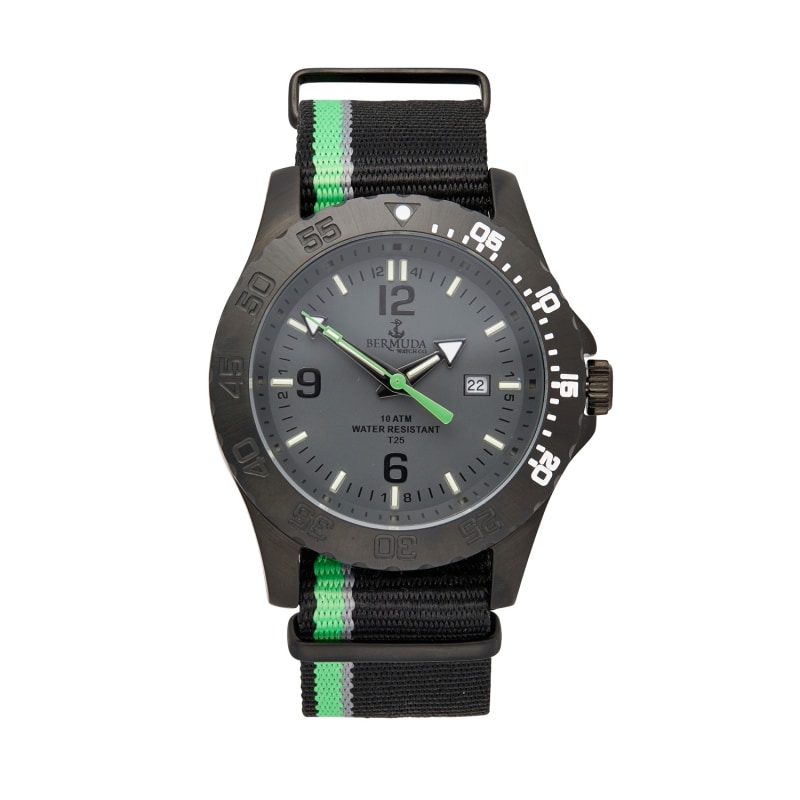 Thumbnail of Bermuda Watch Co Stovel Bay Black & Green Nylon Gtls Watch image