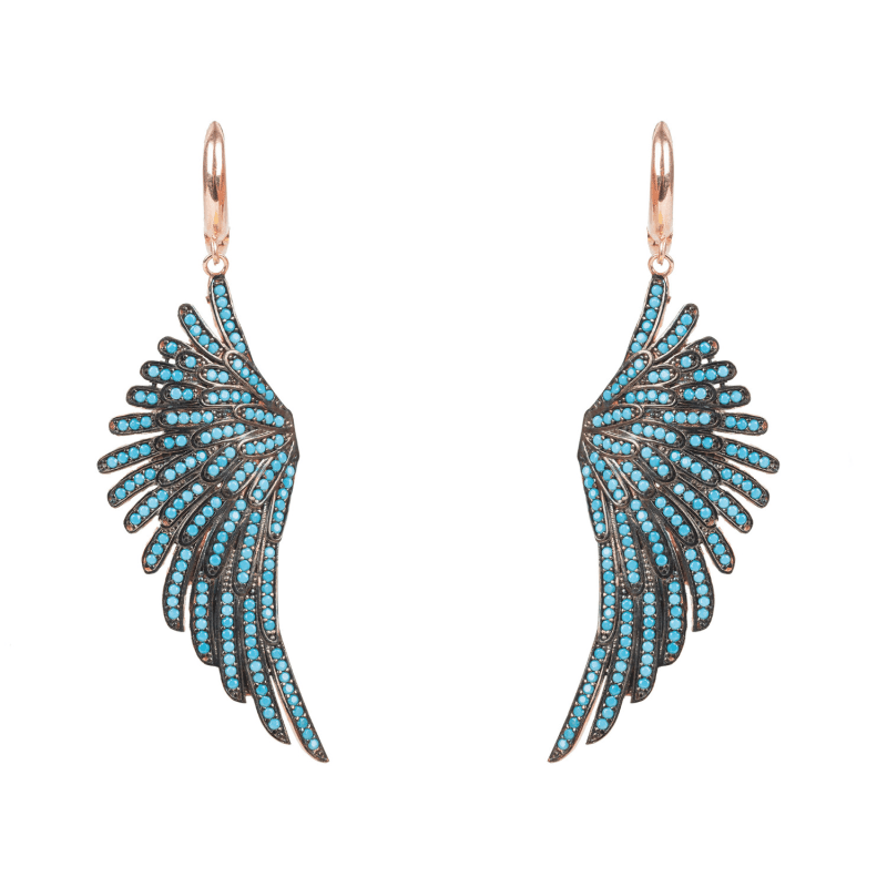 Thumbnail of Angel Wing Drop Earrings Rosegold Turquoise Blue image