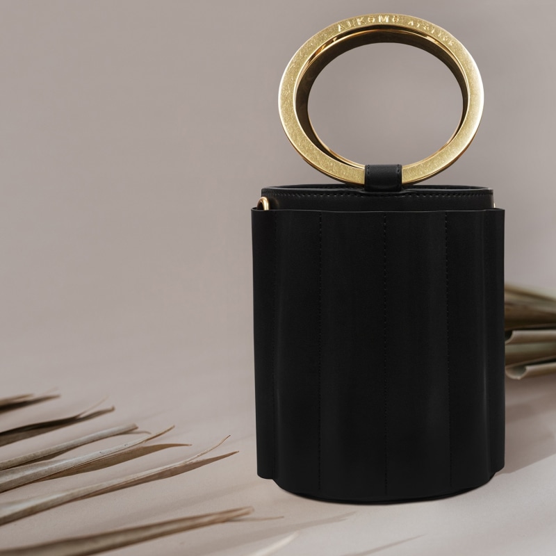 Thumbnail of Water Metal Handle Small Bucket Bag - Black image