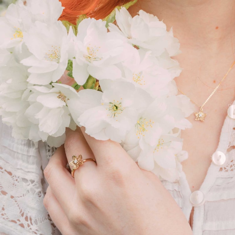 Thumbnail of Diamond Cherry Blossom Ring - Gold image