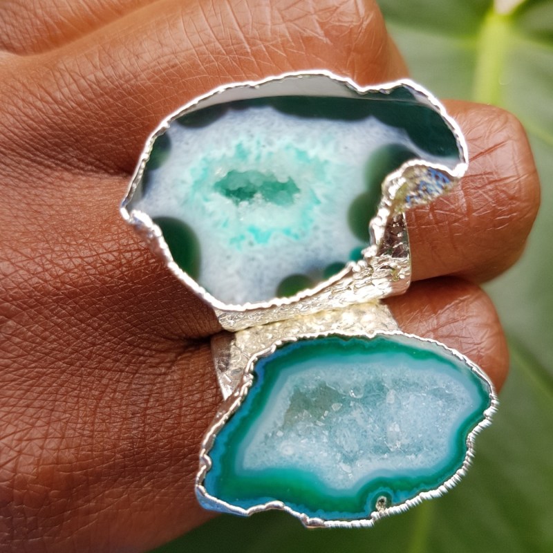 Thumbnail of Silver Green Gemstone Mega Ring image