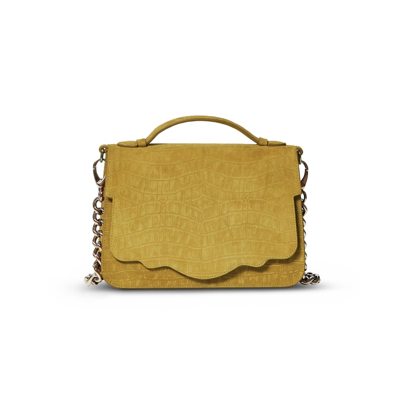 Audrey Micro: Yellow Croc-Embossed Designer Crossbody Bag