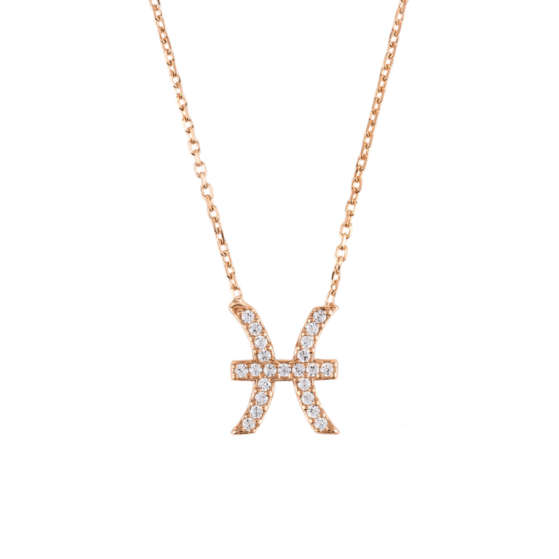 Zodiac Star Sign Pendant Necklace Rose Gold Pisces LATELITA