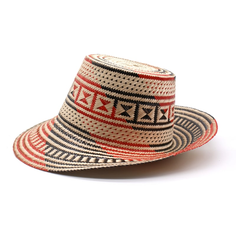 Thumbnail of Binomio Short Brim Straw Hat Black & Red image