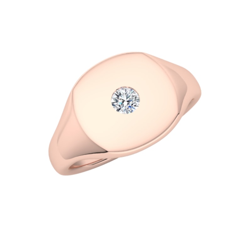 Thumbnail of 14K Gold Signet Ring With Diamond Rose Gold image