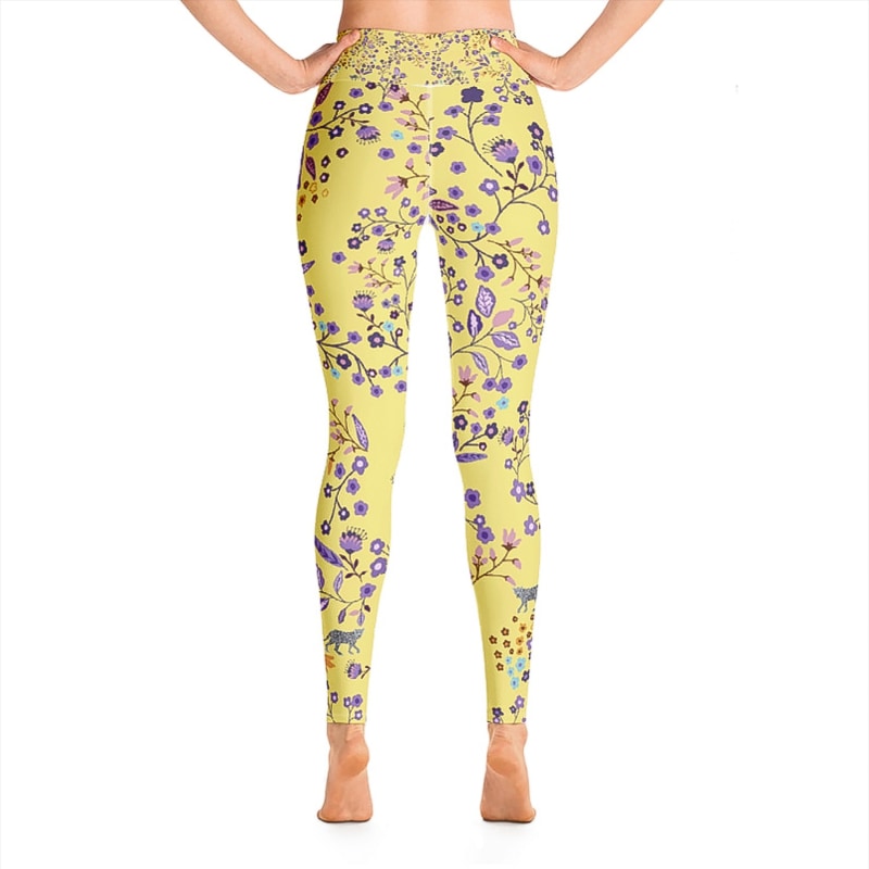 Thumbnail of High Waist Yoga Leggings In Yellow Garden image