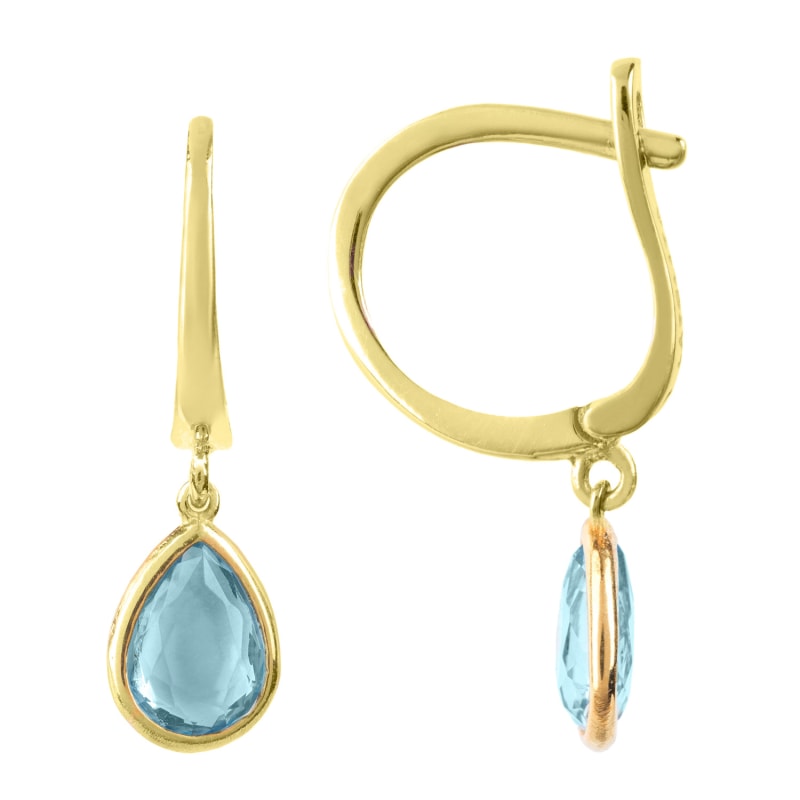 Thumbnail of Pisa Mini Teardrop Earrings Gold Blue Topaz image