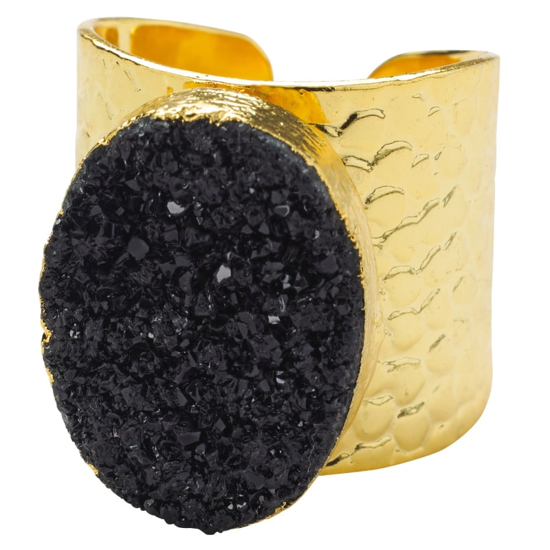 Thumbnail of Black Crystal Crush Gold Statement Ring image