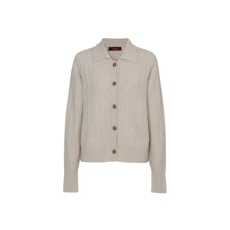 Thumbnail of Cable Cashmere Cardigan-Camel image