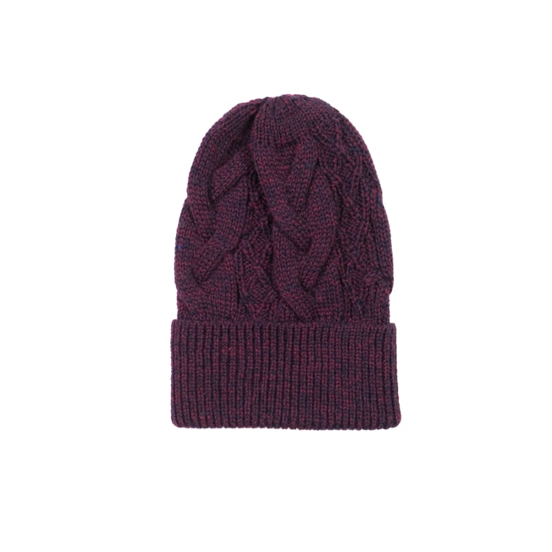 Cable Hat In Burgundy Marl by GiGi Knitwear