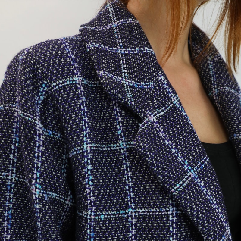 Thumbnail of Lavender Check Oversized Long Wool Coat image