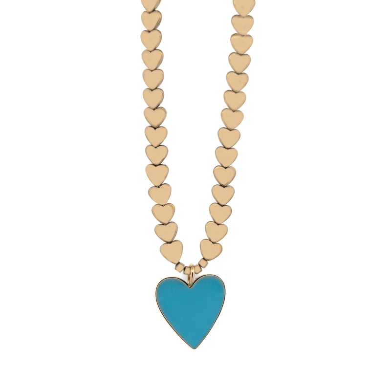 Beaded Necklace - Blue Heart Beaded Necklace - Blue Heart