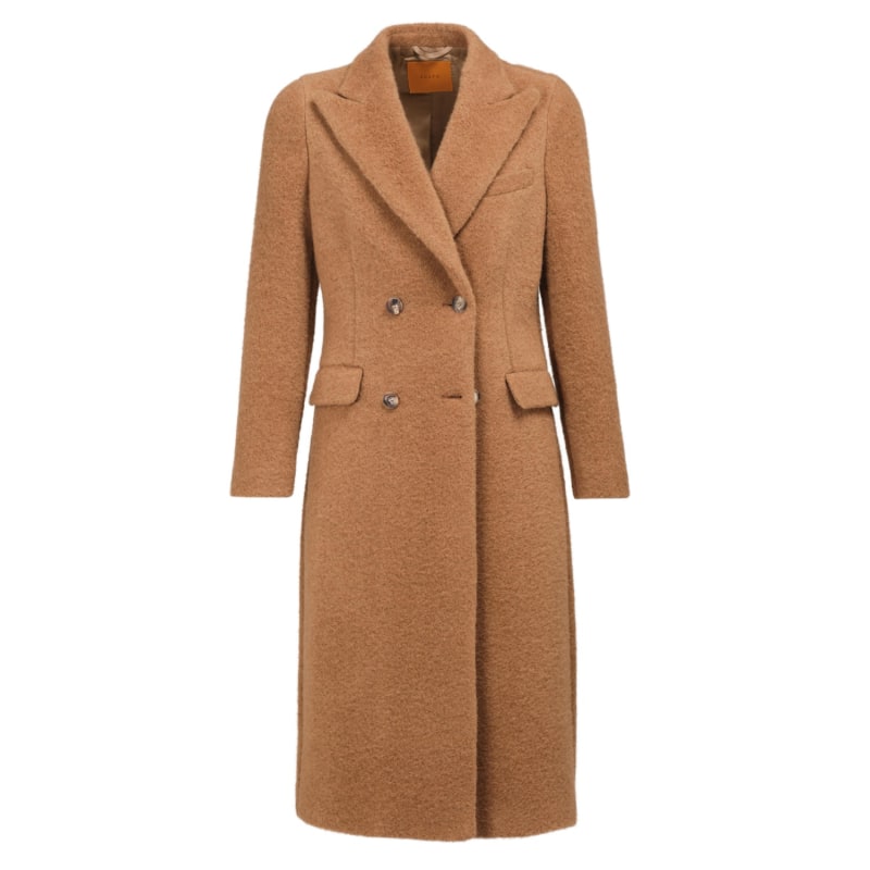 Camel Double Breasted Coat Vulto Wolf Badger