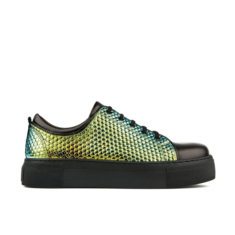 Camila Black Shimmer Womens Designer Sneakers by Embassy London USA