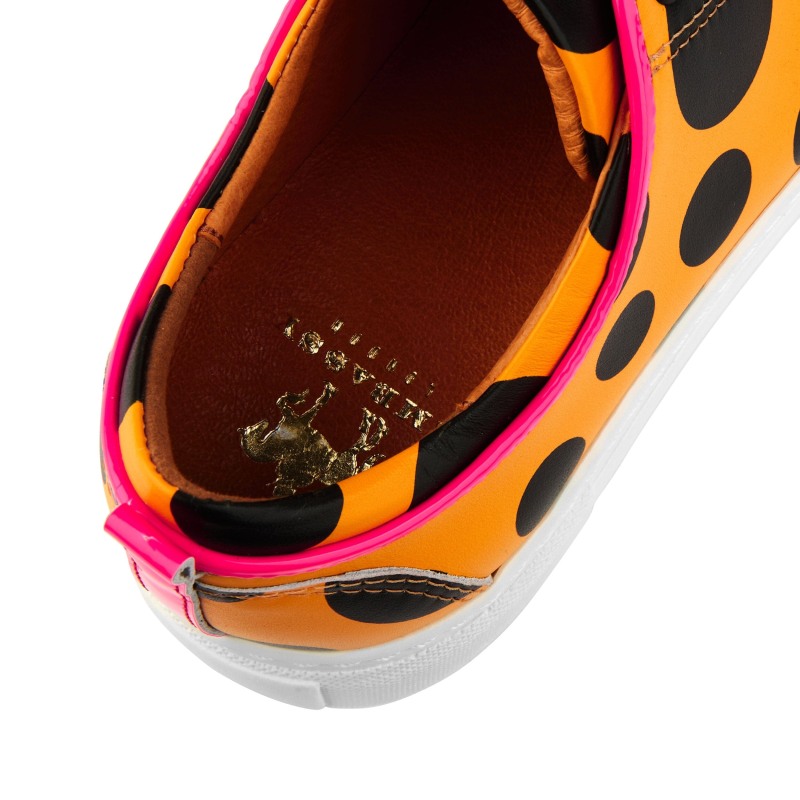 Thumbnail of Camila - Orange & Black Polka Dot - Womens Designer Sneakers image