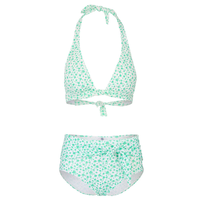 Thumbnail of Camilla Floral High Wasited Bikini Bottoms   Apple Green/White image