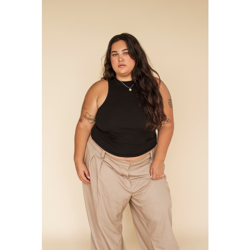 Black high neck cami top discount