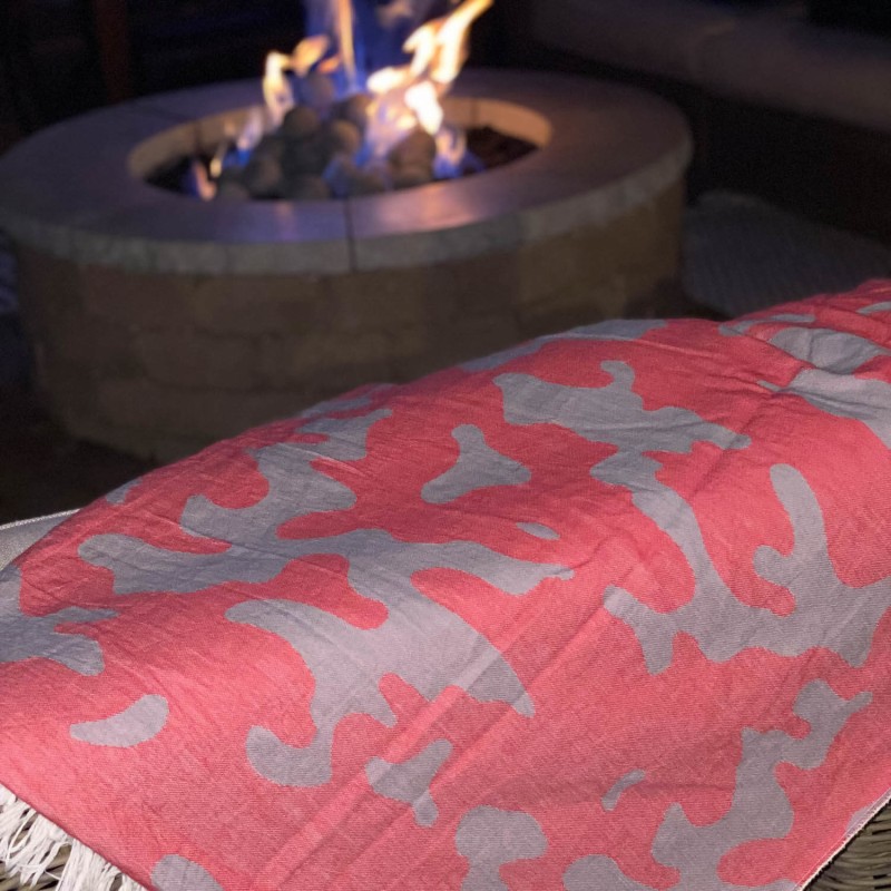 Thumbnail of Camo Fleece Lined Throw - Scarlet / Grey image